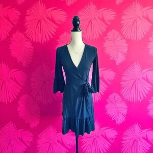 Lilly Pulitzer Misha Wrap Dress XS – NWT True Navy Blue Ruffle Hem $178 MSRP